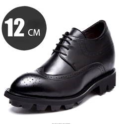 Mens Height Increasing Shoes Increased 12cm Elevator Business Men Formal Leather Shoes Invisible Heightening Block Carving Shoes