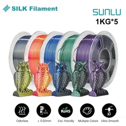 SUNLU Silk Dual/Triple/TPU SILK 3D Printer Filament 1KG 1.75MM 5Rolls SILK/PLA Rabinbow Eco-Friendly FREE SHIP