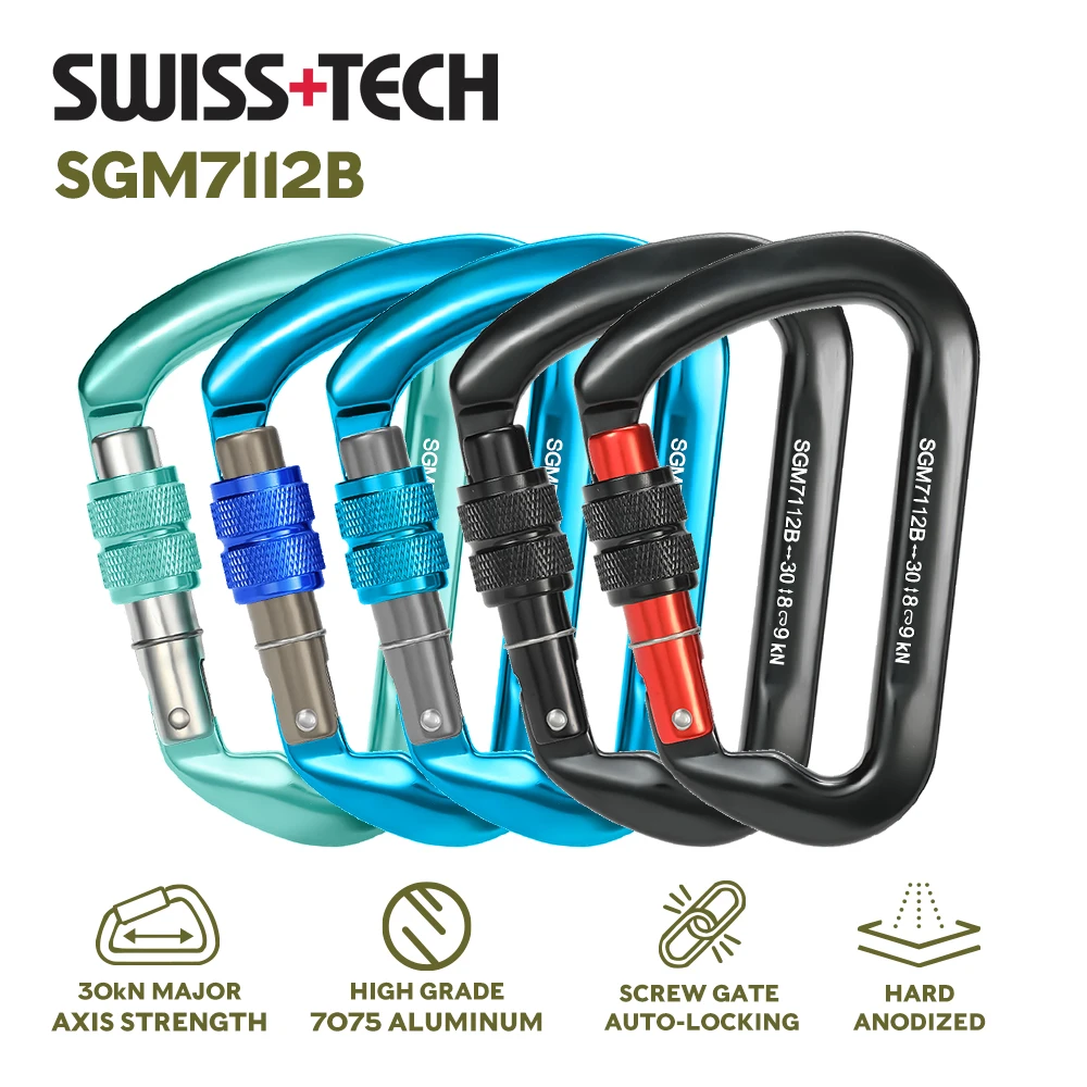 30kN Professionelle Taktische Hochleistungs-Kletterkarabiner Clips aus Aluminium Metall-Sicherheitsausrüstung für Bergsteigen und Camping CE & UIAA