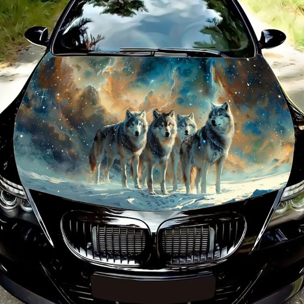 

Наклейка на капот автомобиля Sky Lonely Wolf King, самоклеящаяся наклейка на капот из ПВХ, автомобильный декор, устойчивая к царапинам наклейка, автомобильные аксессуары