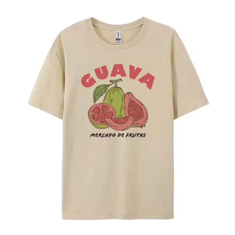Guava Gedruckt Frauen Mode Tops Nette Exotische Obst Graphic Tee Kurzarm Ästhetische Cottagecore T-Shirt Weibliche Vintage Kleidung