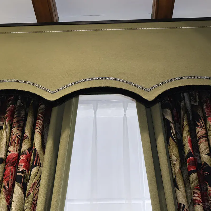Customized  High-end Luxury Villa American Curtains Thickened Jacquard Blackout Living Bay Room Bedroom Window Embroidered Sheer