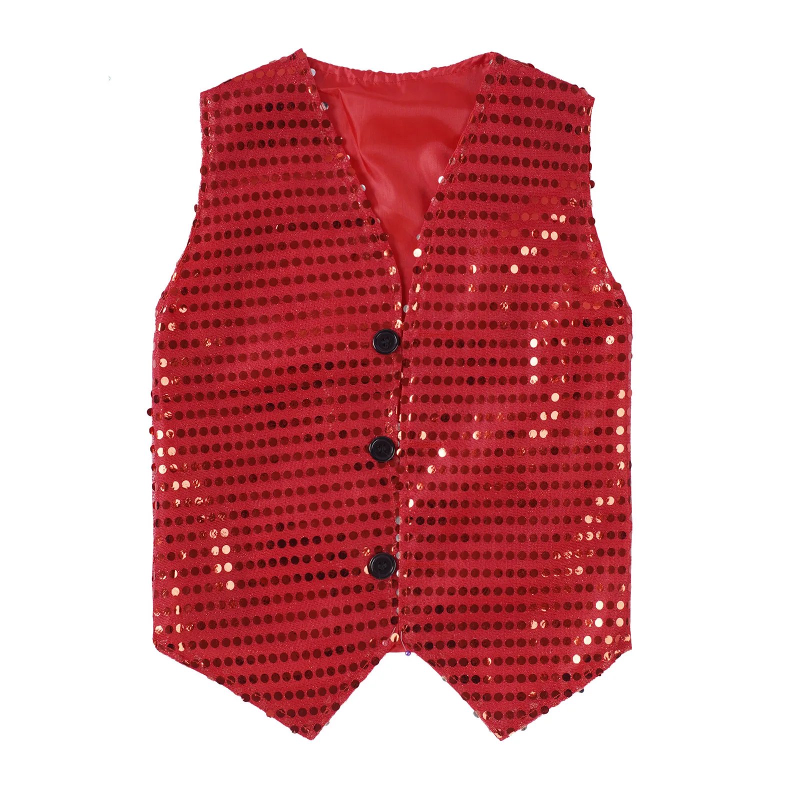 Kids Boys Girls Stylish Jazz Hip-hop Dance Waistcoats Sleeveless Shiny Sequins Vest Modern Party Choir Stage Performance Costume