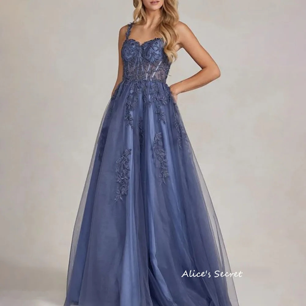 

A-line Tulle V Neck Strapeless Embroidered Sheer Corset Long Prom Dress Robe de Bal