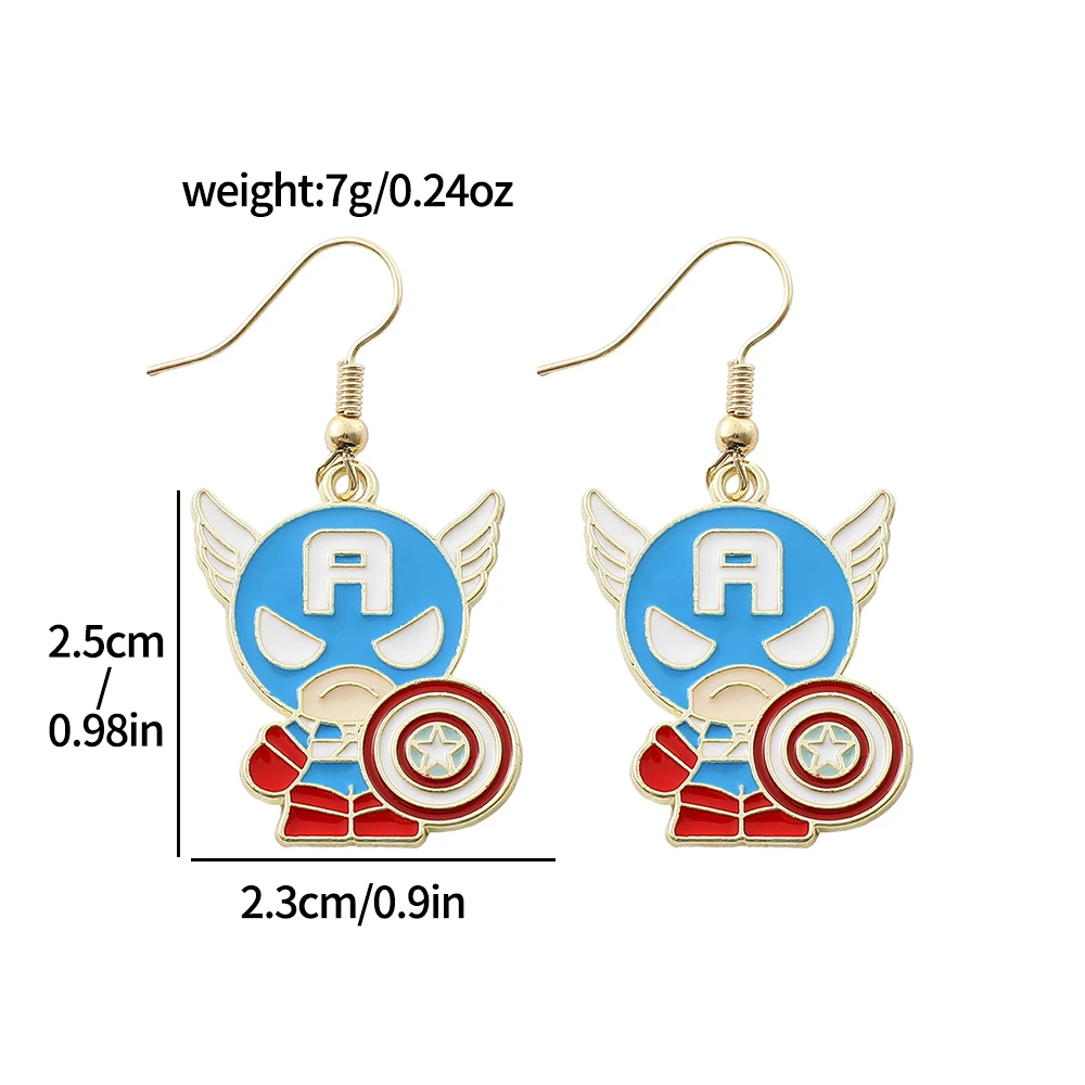 Marvel Superhero Iron Man Earrings Cartoon Cute Spider Man Captain America Ear Studs For Friends Cosplay Jewelry Gifts