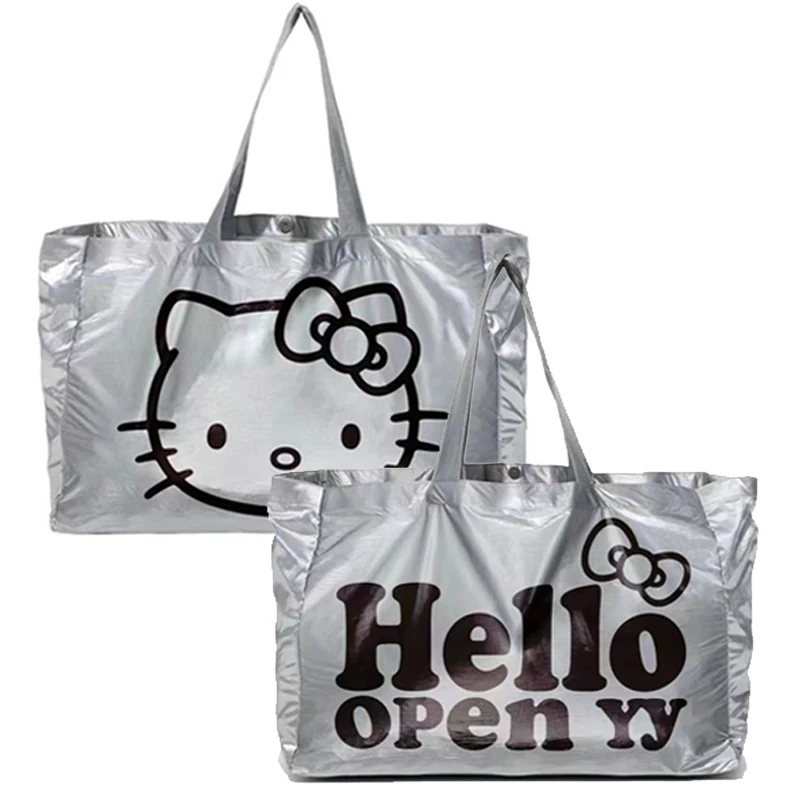 Kawaii Hello Kittys Handbag Anime Kt Cute Cartoon Large Capacity Travel Bag Portable Tote Shoulder Bag Llightweight Pouch Gifts