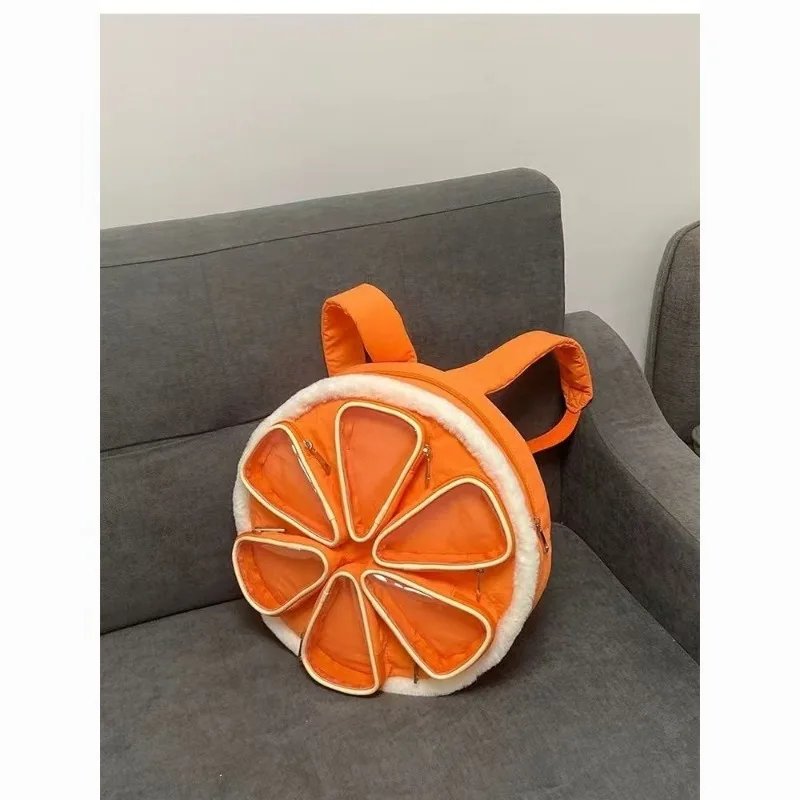 Backpack Girls Autumn Minter Multi Layer Separation Orange Backpack Fashion Sweet Lovely Women Bags