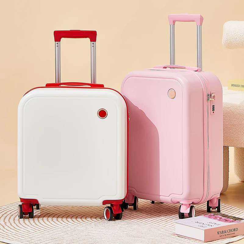 durable-travel-suitcase-style-small-size-18-inch-carry-on-luggage-women's-lock-password-protection-hardshell-suitcase