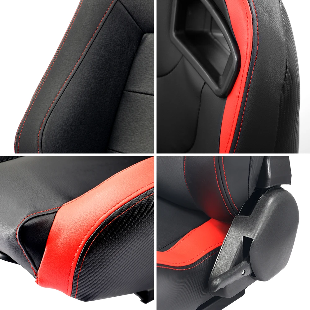 Racing Seat Sport Bucket Seat Universal fit for Most Car Sport Seats PVC Leather 1 Piece