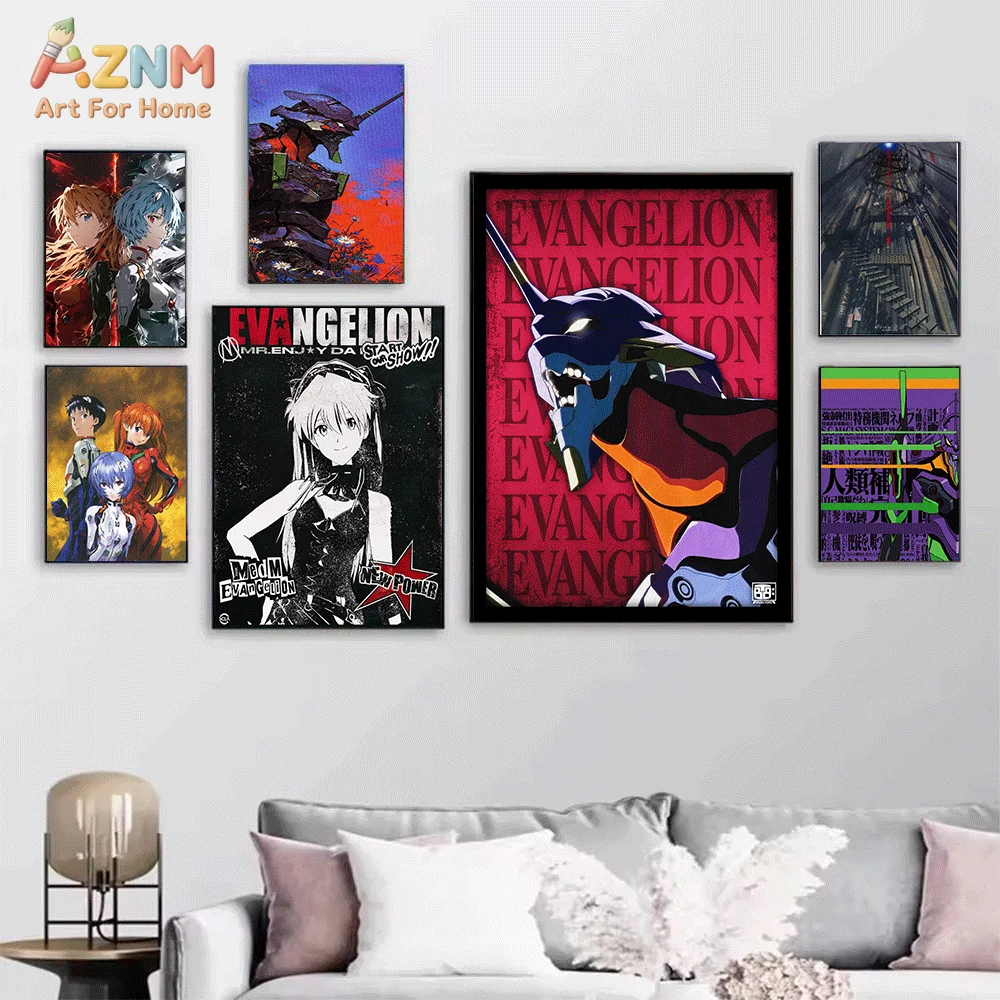 AZNM Neon Genesis Evangelion Canvas Wall Print Single Unframed Anime Poster EVA Unit-01 Shinji Asuka Rei Kaworu Mecha Manga Ar