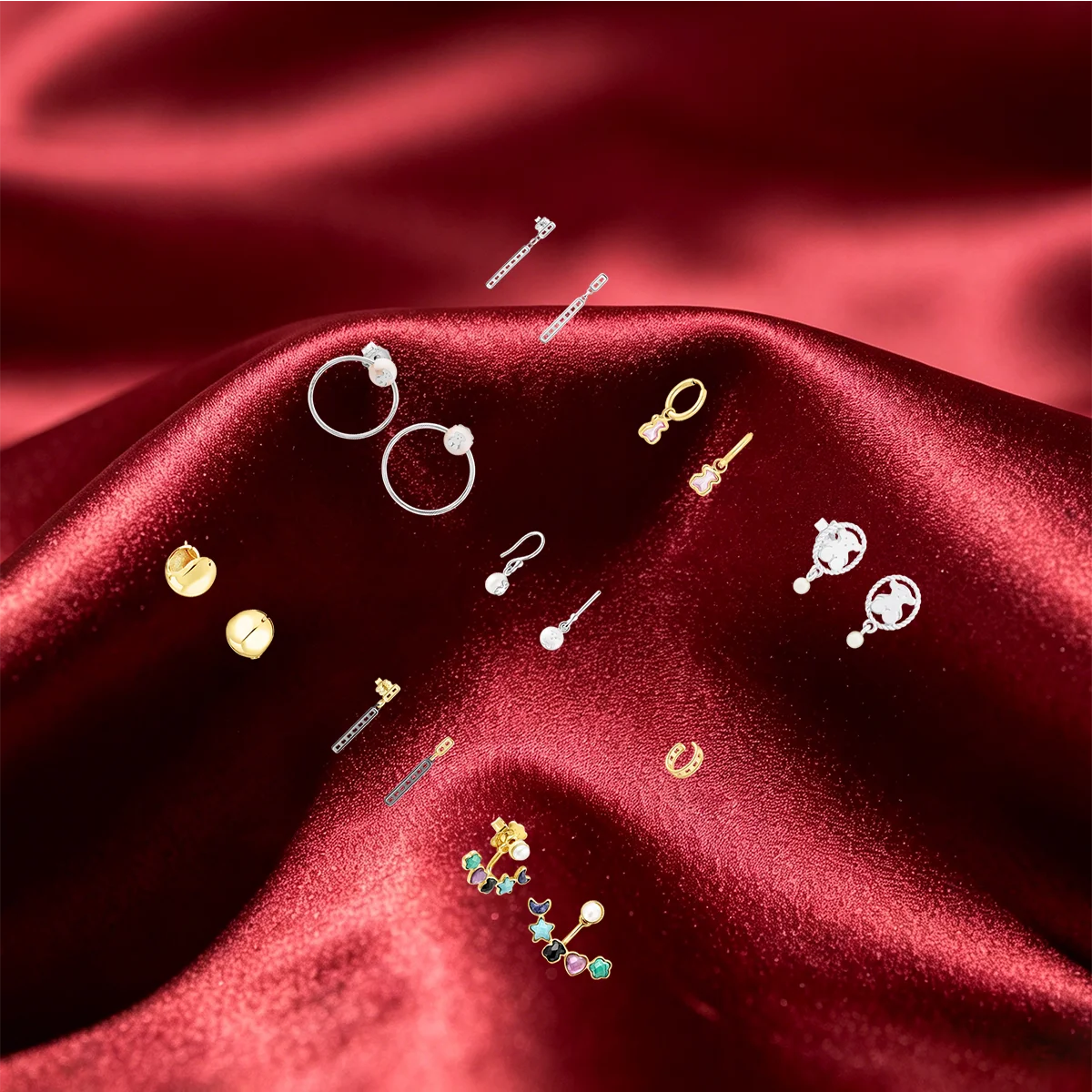 

Vertical Bar Crystal Drop Earrings Large Thin Circle Hoops Mixed Shape Multi-Color Gem Asymmetrical Ear Studs