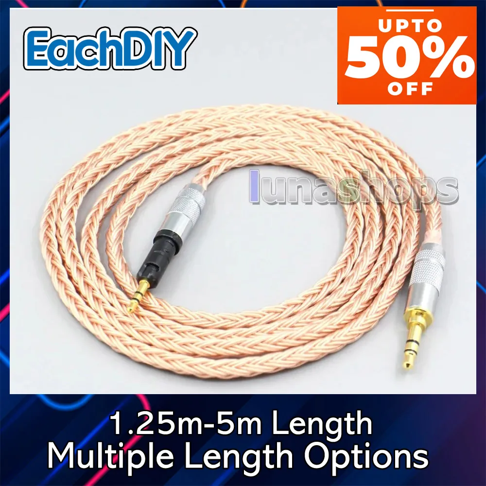 

2.5mm 4.4mm XLR 3.5mm 16 Core 99% 7N OCC Earphone Cable For Audio Technica ATH-M50x ATH-M40x ATH-M70X LN006765