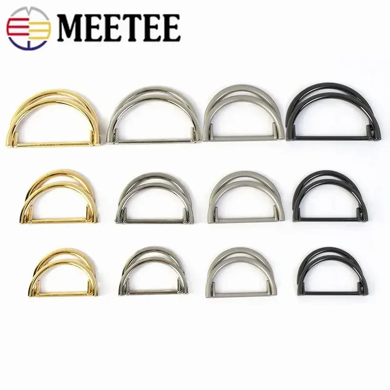 Meetee 5/10Pcs 25/30/40mm Double D Ring Metal Buckles Coat Belt Buckle Decorative Button Webbing Adjuster Hook Clasp Accessory