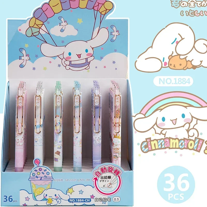 6Pcs/Lot Sanrio New 0.5mm Kuromi Cinnamoroll Press Automatic Mechanical Pencil School Supply Student Stationery birthday gift