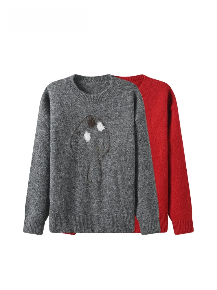 

Свитер женский CaraCLUB больших размеров, круглый вырез, длинный рукав, вязаный, осенне-зимний, новый, повседневный, из утолщенного полиэфирного волокна