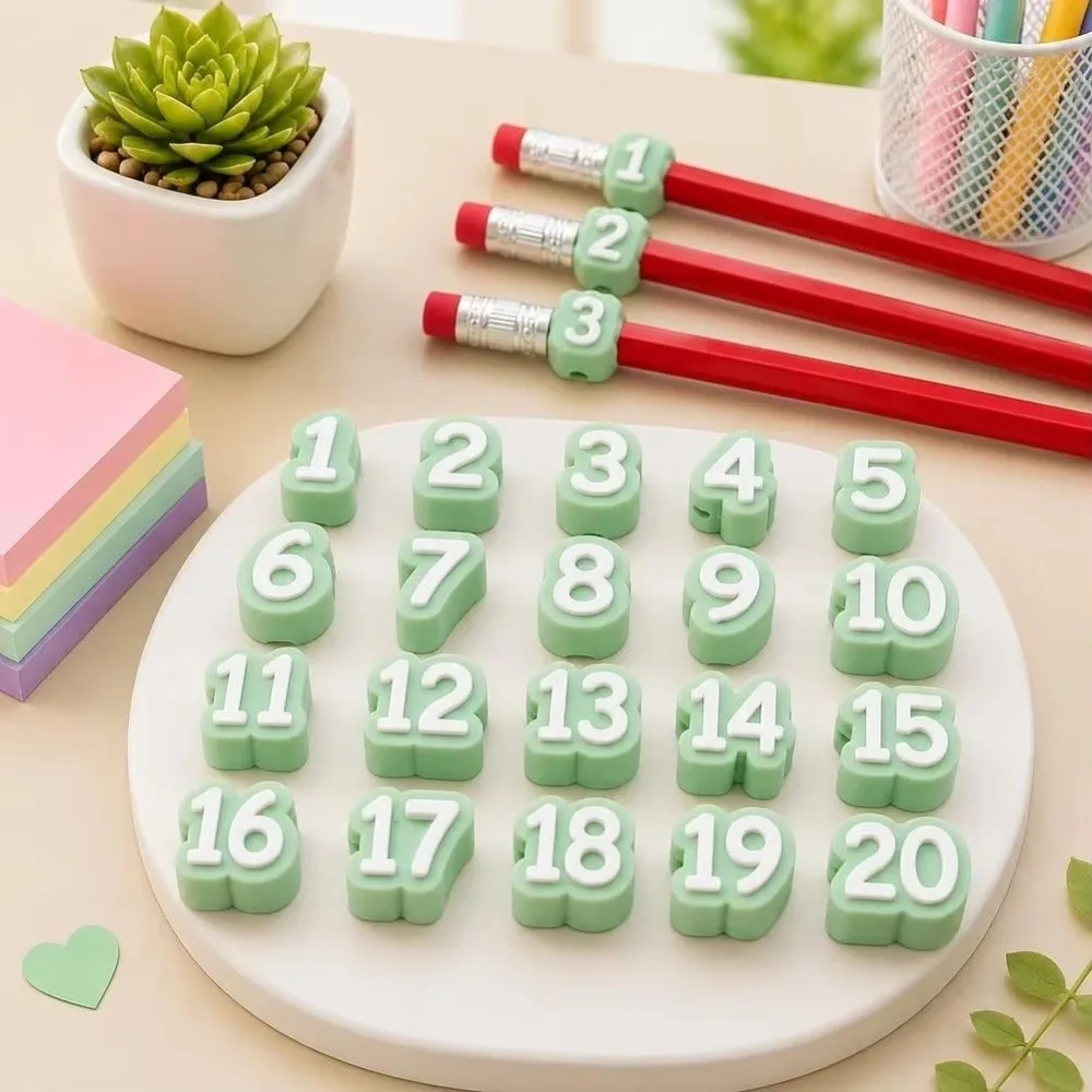50pcs Craft Tables Soft Pencil Tracking Markers Silicone Reusable Numbered Pencil Toppers Cute Numbered Pencil Caps Adults