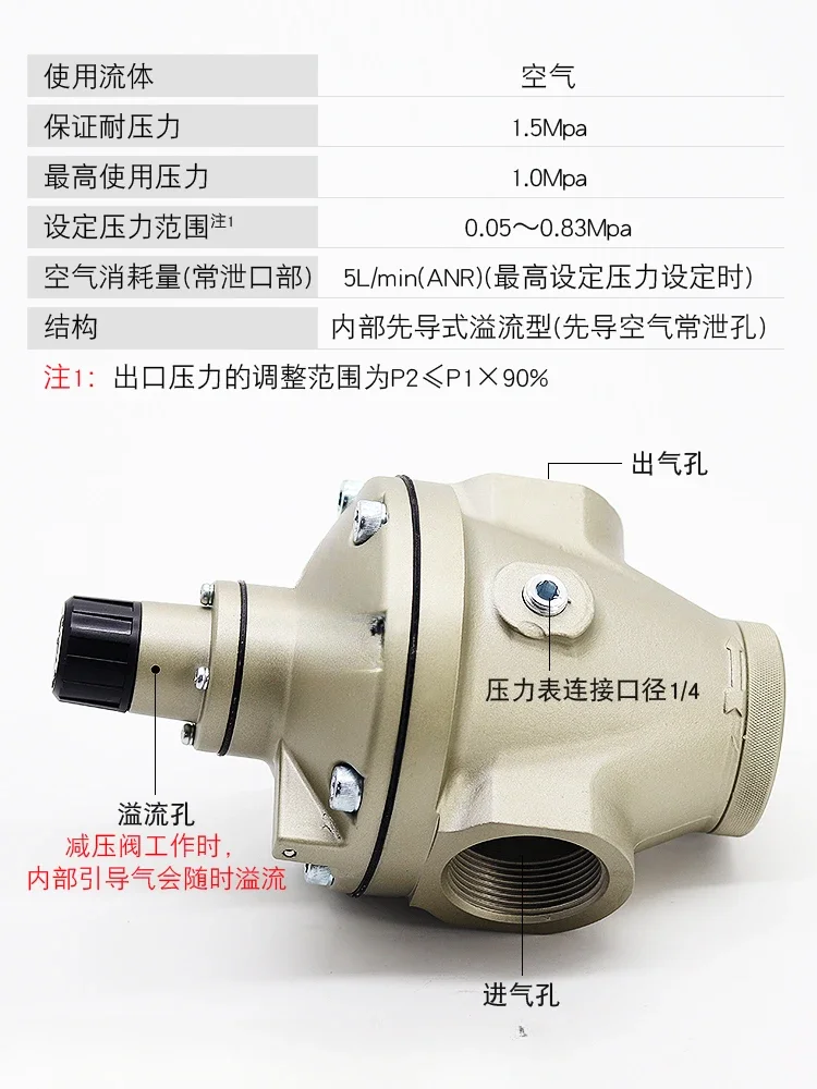 Pressure reducing valve Large diameter and large flow airpilot operated