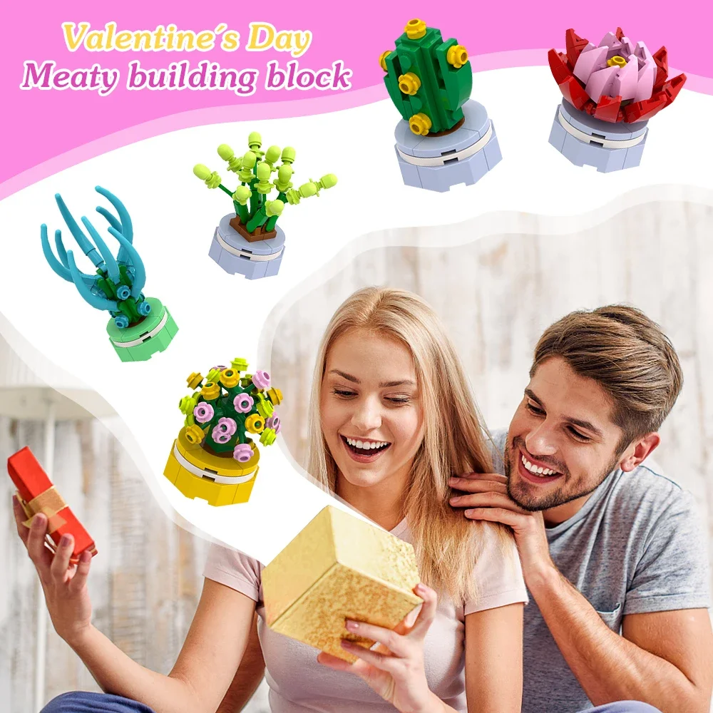 Flower Building Block Set Mini Bricks Plastic Model Educational Toys Diy Assembly Games Valentine's Day Gift Home Decoration