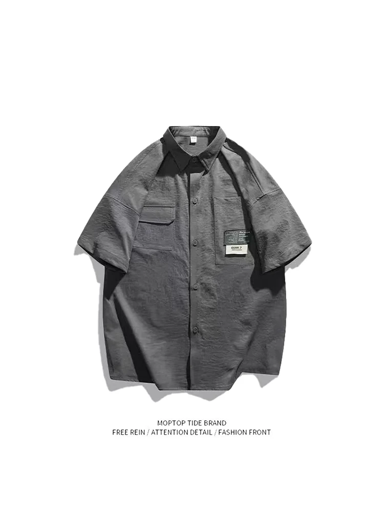Loose Short Sleeve Shirt for Men Summer New Style Trendy Boyfriend Style Japanese System Upper Body Shirt Coat Jacket