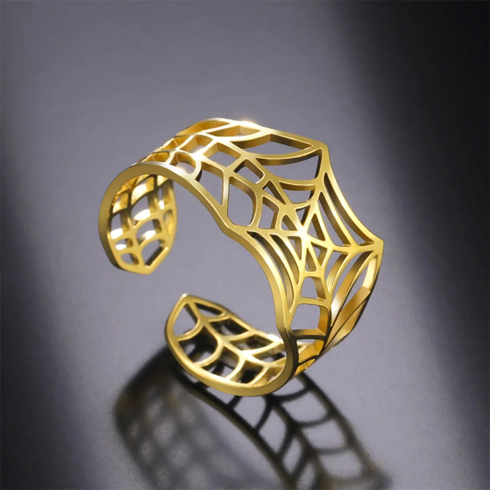 My Shape Punk Spinnen ring Edelstahl verstellbare offene Fingerringe Tiermode Schmuck Frauen Männer Jungen Teen Halloween Geschenk – Detail 7