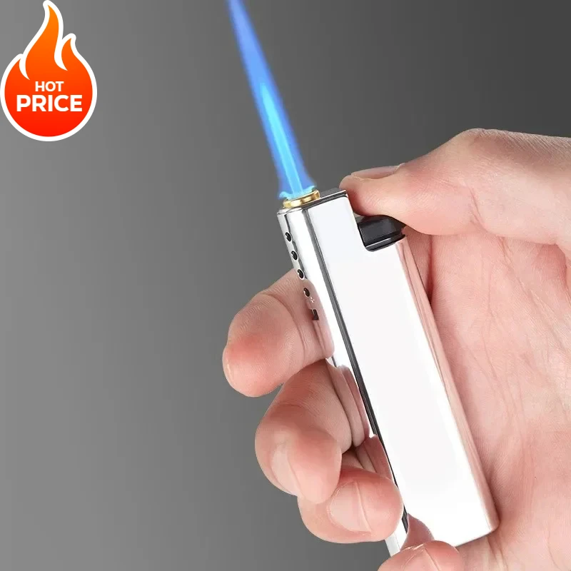 2024 New Windproof Lighter Blue Flame Jet Lighter High Power Cigar Lighter Kitchen BBQ Men Smoking Accessories Birthday Gift