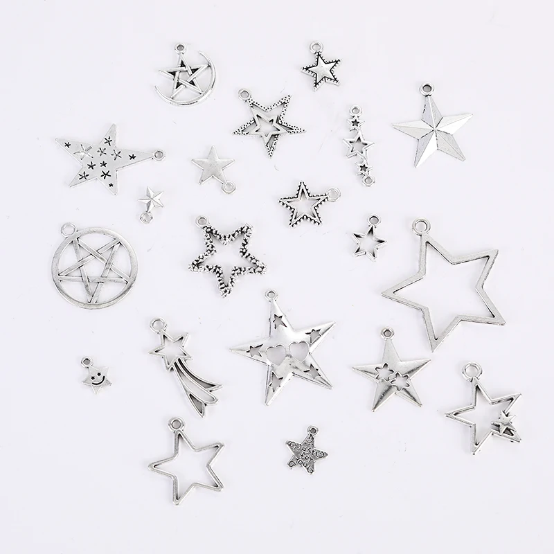 Vintage 15pcs/lot Star Pentagram Charms Jewelry Making DIY handmade Earrings necklace bracelet Crafts