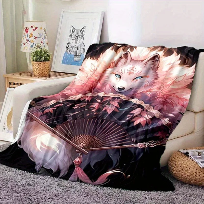 Snuggle-Ready Pink Fox Flannel Blanket - Soft, Warm Throw For Sofa, Bed, And Beyond