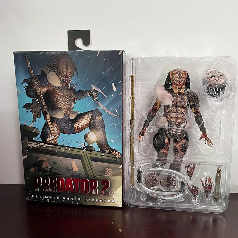 NECA Figure Ultimate Snake Predator 2 Battle Drmaced Action Figure Model Toys Joint Movable Doll Birthday Present For Kids