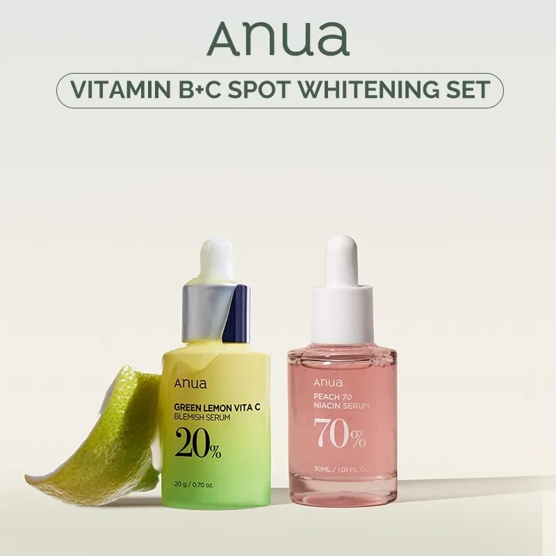 

Anua Vitamin B + C Spot Whitening Set Green Lemon Vita C 20% Blemish Serum + Peach 70% Niacin Serum