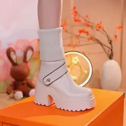 Buty Lolita buty Sexy zakolanówki obcasy wysoki seksowny zimowe buty obuwie damskie z okrągłym noskiem luksusowy projektant