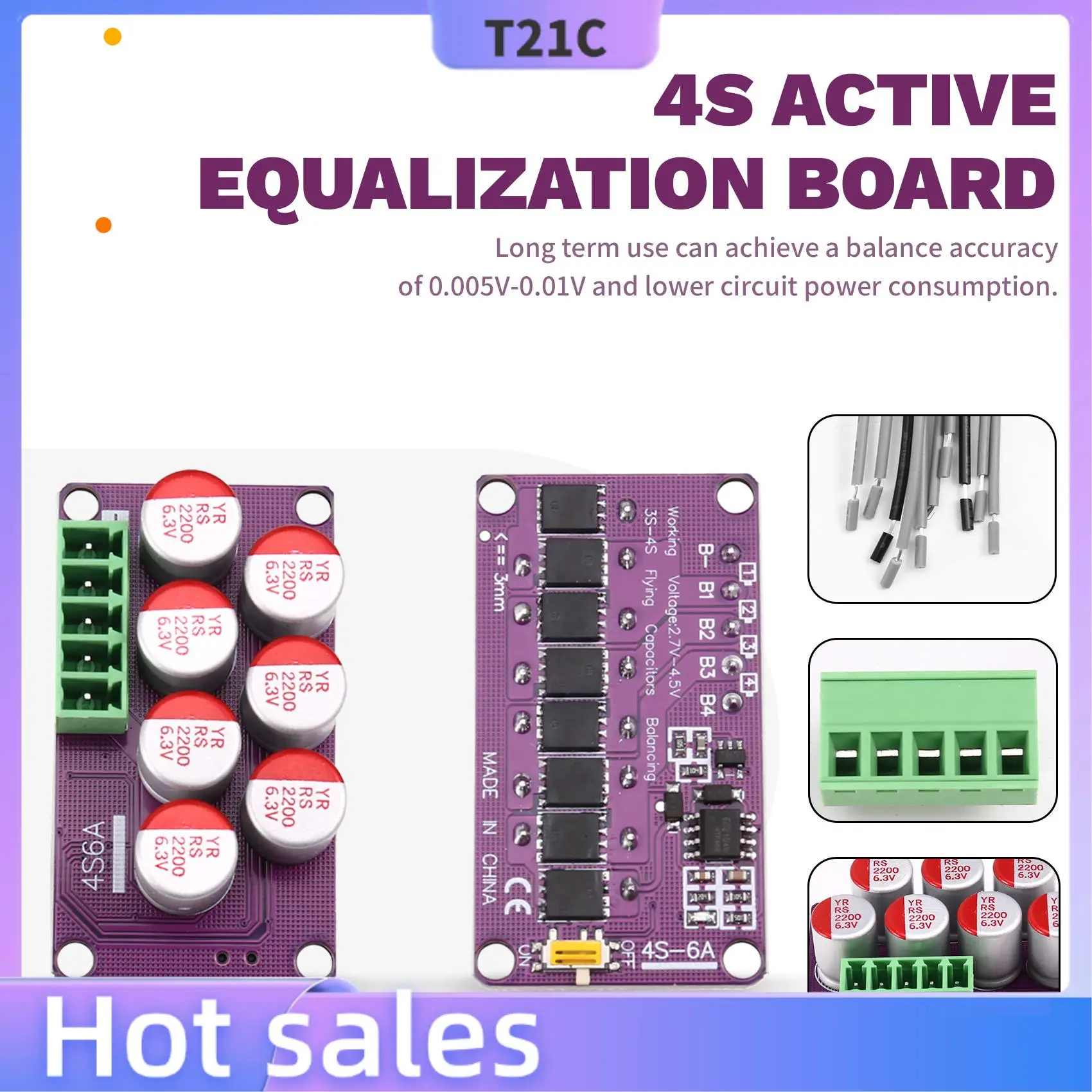 

T21C 4S Active Equalization Board Lifepo4 Battery Energy 4S 6A Transfer Equalization Capacitor