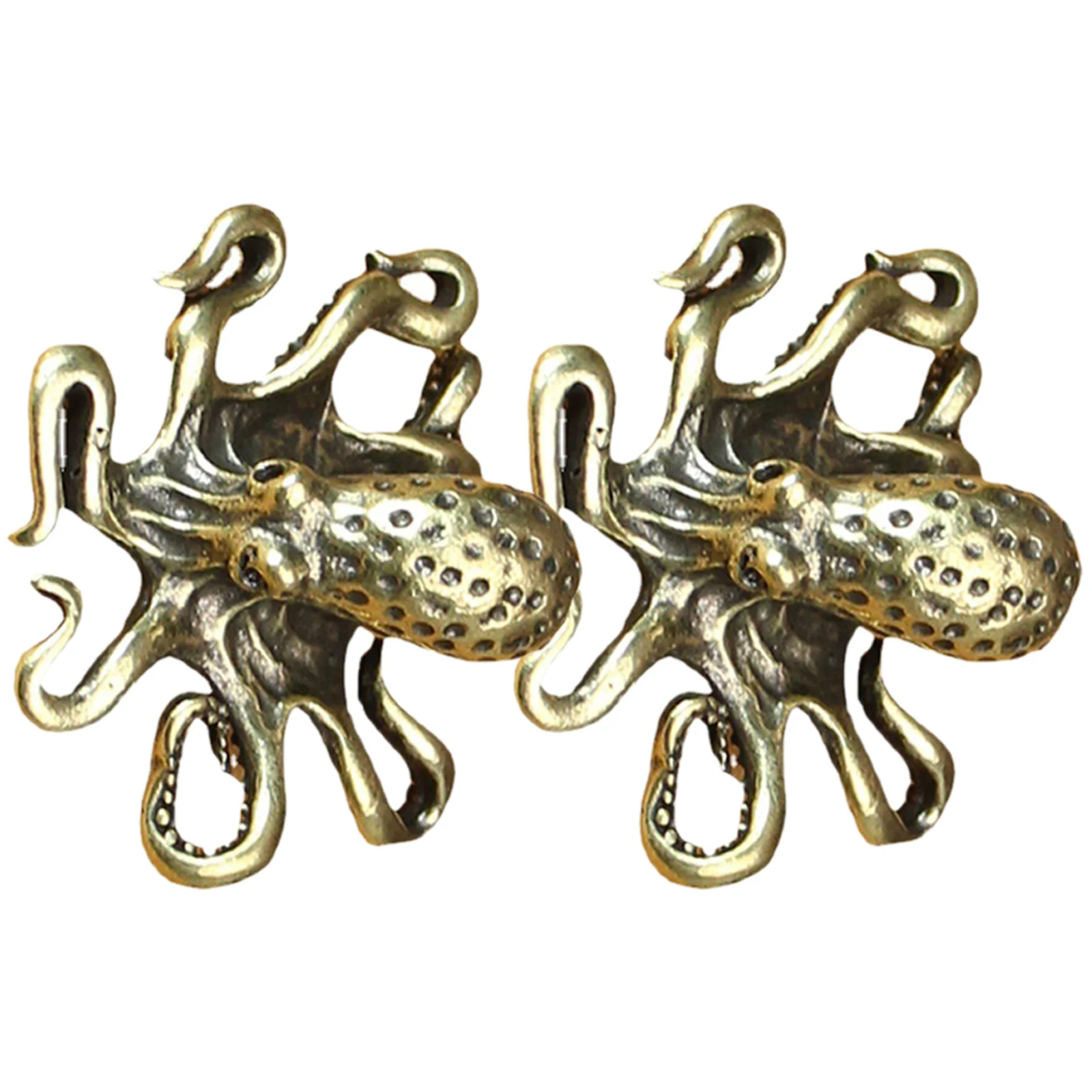 

2Pcs Copper Octopus Tea Pets Vintage Desktop Decor Small Retro Animal Statue Creative Tabletop Copper Craft Decoration