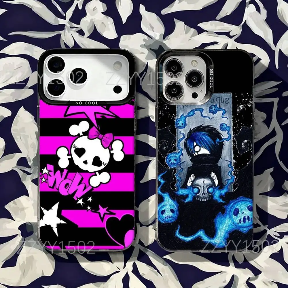 

Love Black and Cute Emo Phone Case For iPhone 17,16,15,14,13,12,X,8,Pro,Max,Plus,SE4,Air,Mini HD Black IMD Matte