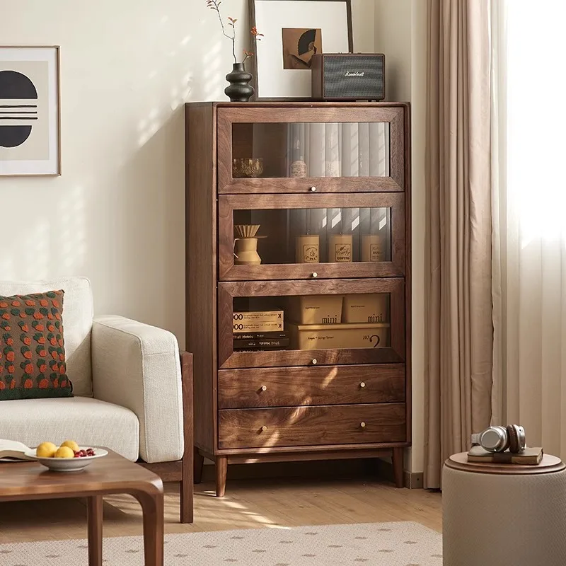 

Customizable sofa edge modern simple living room solid wood bookcase household small apartment glass door wine cabinet