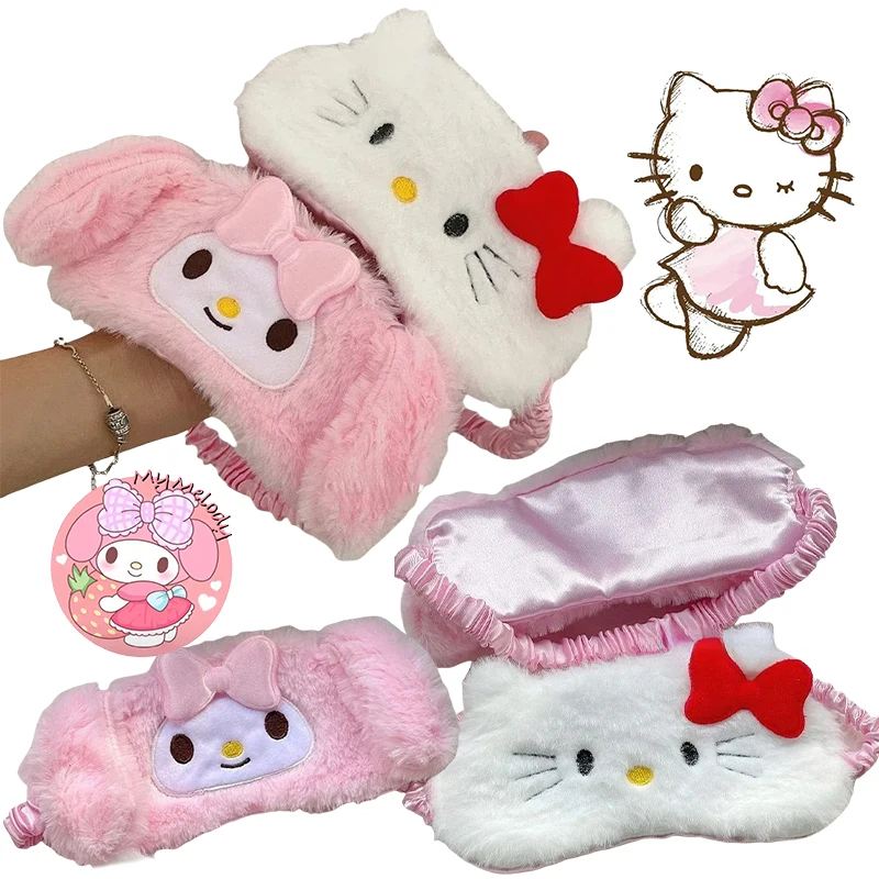 

Sanrio Hello Kitty Plush Eye Mask To Relieve Eye Fatigue Melody Sleep Blackout Winter Anime Cartoon Plush Cute Blackout Eye Mask