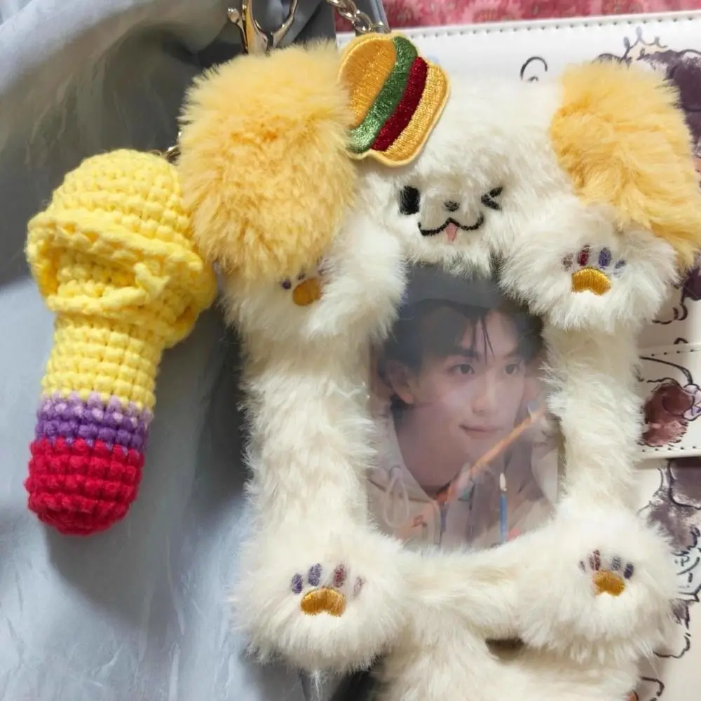 Cute Multifunctional Photocard Case Big Eared Rabbit/Border Collie Rabbit/Dog/Cat Photo Card Holder Plush Card Case Gift