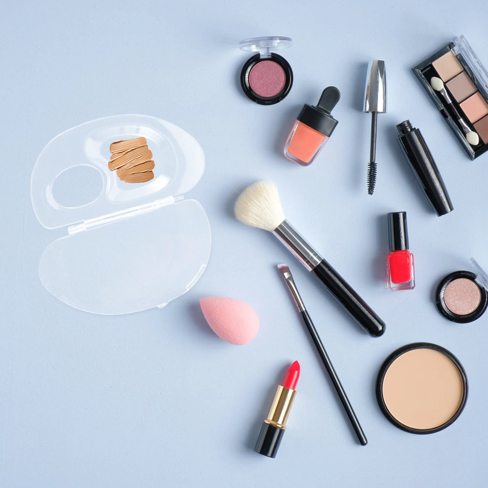 2 セットメイクアップファンデーションパレットセット透明アクリル折りたたみ式ミキシングトレイ液体ファンデーションカラーマッチングポータブル