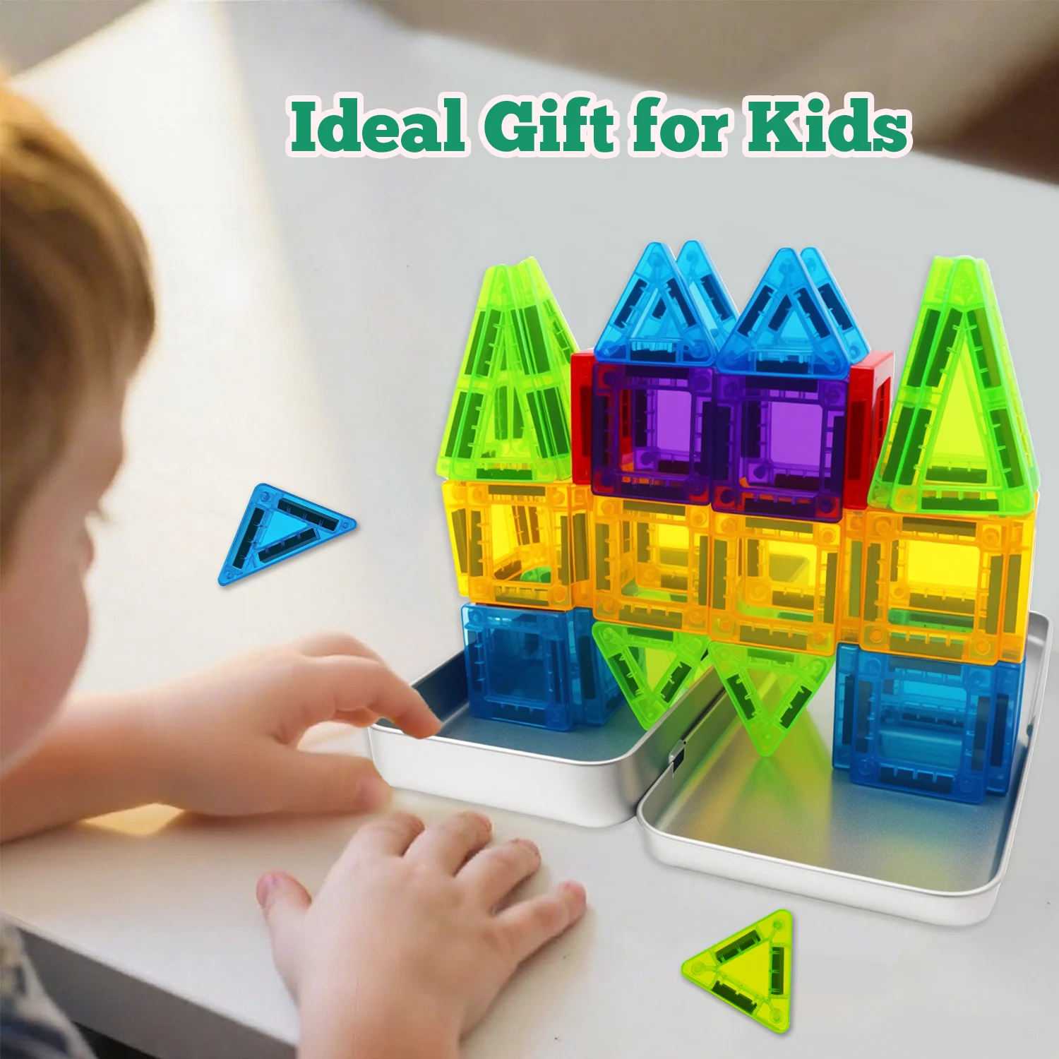 Bloques de Construcción Magnéticos Mini, Juego Creativo de Construcción STEM con Caja de Almacenamiento, Apto para Niños, Kit de Construcción de Casas