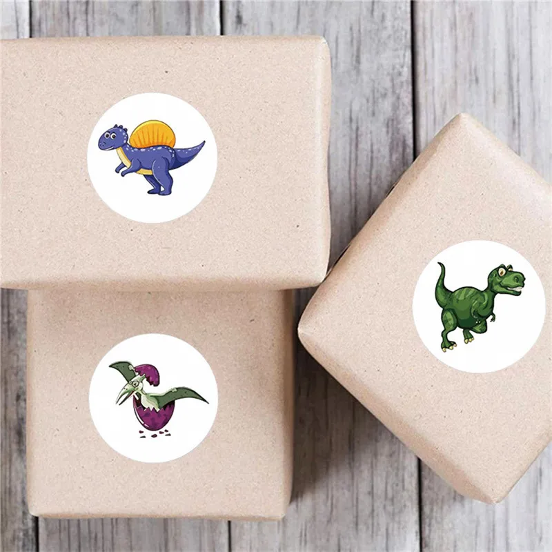 500Pcs Children's Cartoon Stickers 1inch Dinosaur Pattern Kids Stationery Supplies for School Teacher Classroom Reward Stickers