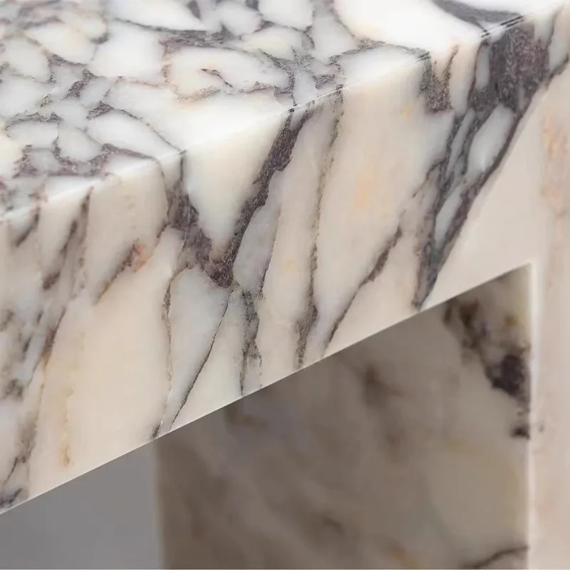 Modern Calacatta Viola square Marble Coffee/Side Table Low-Profile Plinth Block Natural Stone Living Room Furniture Center Table
