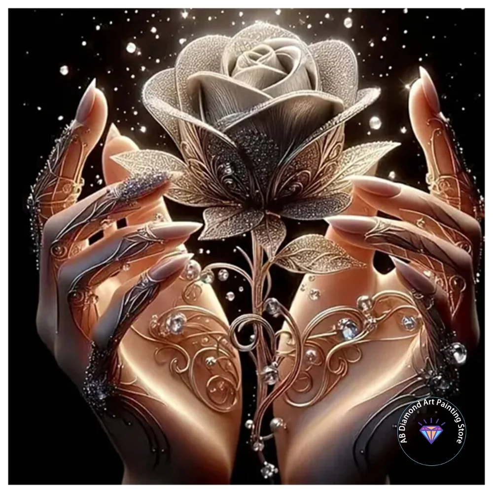 

Handheld Rose AB Diamond Painting Kit Square Round Diamond 5D DIY Cross Embroidery Handmade Art Adult Exquisite Gift Home Decor