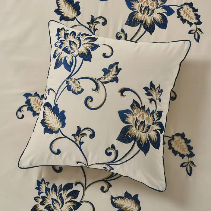 Cotton Embroidered Cushion Foreign Trade Pillow Pure Cotton Pillow Sofa Cushion Car Cushion Embroidered Bedside Cushion