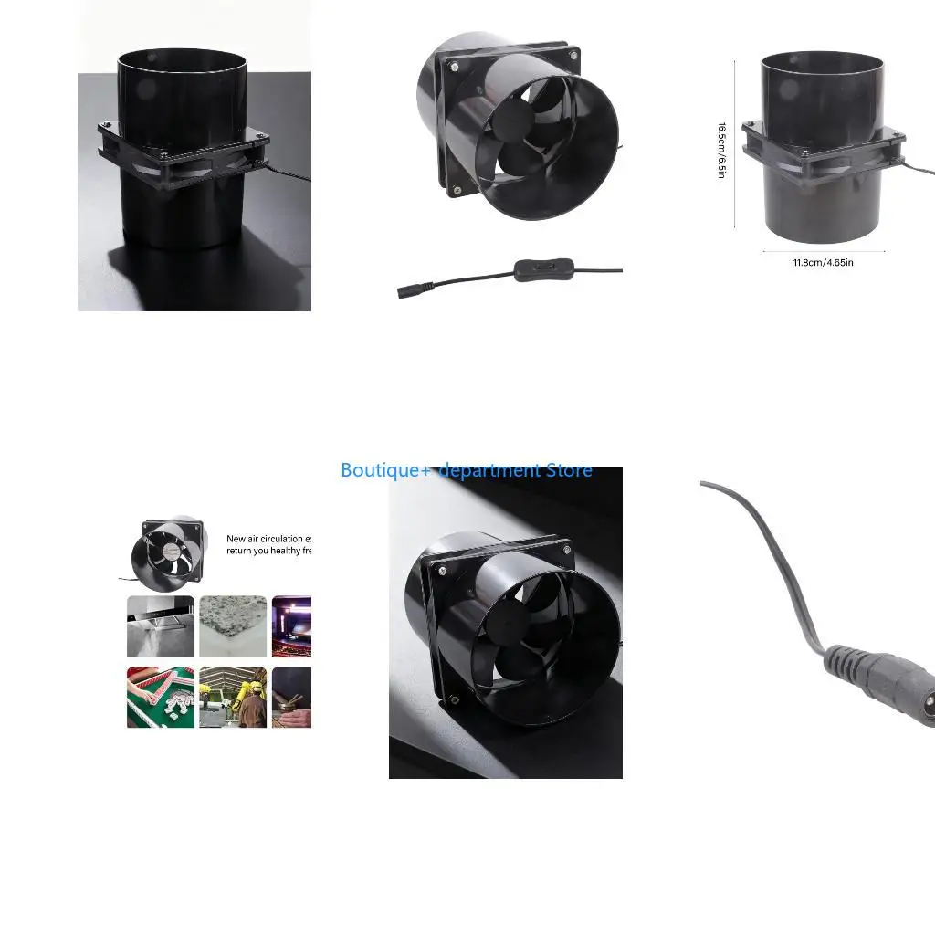 E1PD Powerful 12V 12cm Smokes Extractor Includes Accessories for Ventilation Needs