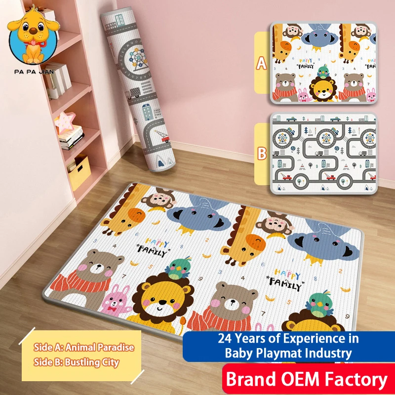 

XPE Play Mat for Children's Reversible Thick Safety Mat Friendly Crawling Play Mats Rollable Non-slip Mat Carpet Rug Playmat