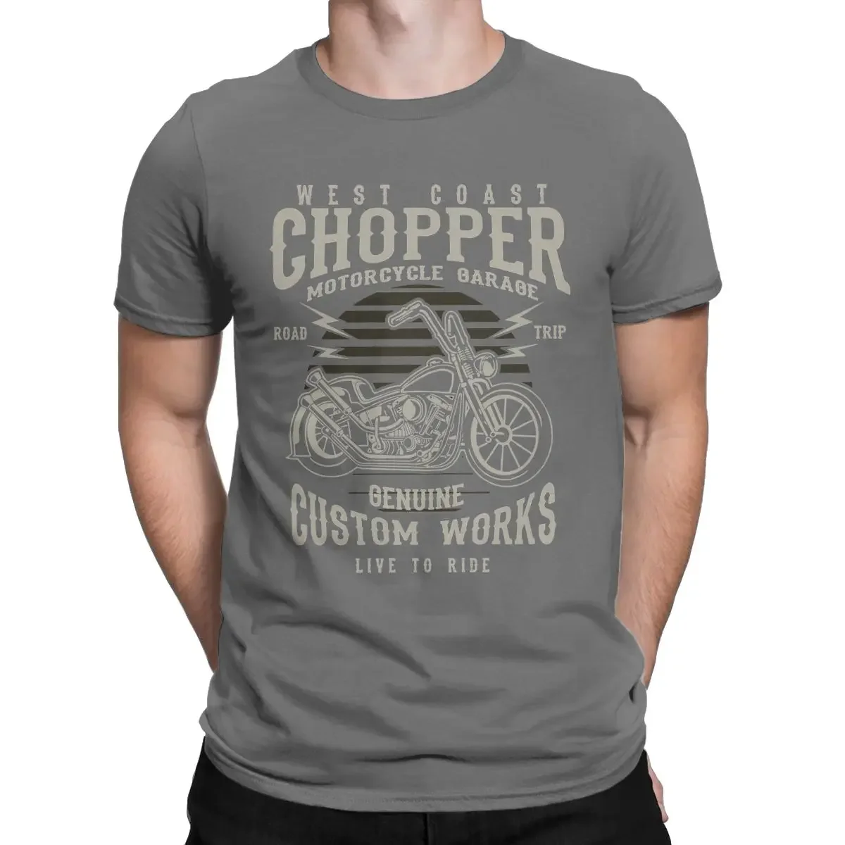 Chopper Custom Motor Motorcycle Men T Shirt Fun Tee Shirt Short Sleeve Crewneck T-Shirt 100% Cotton Summer Clothing Tees