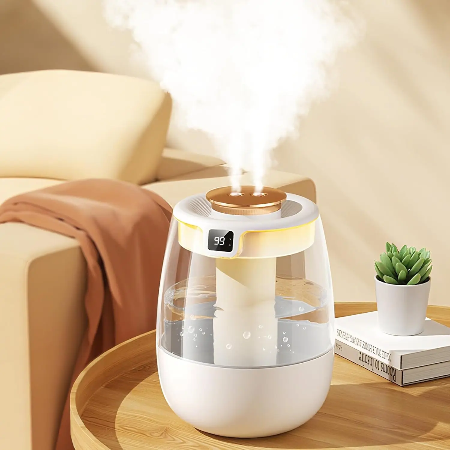 

Double Spray Air Humidifier, 2L Quiet Cool Mist for Bedroom, Office, Car – Digital Display, 3 Mist Modes, Night Light
