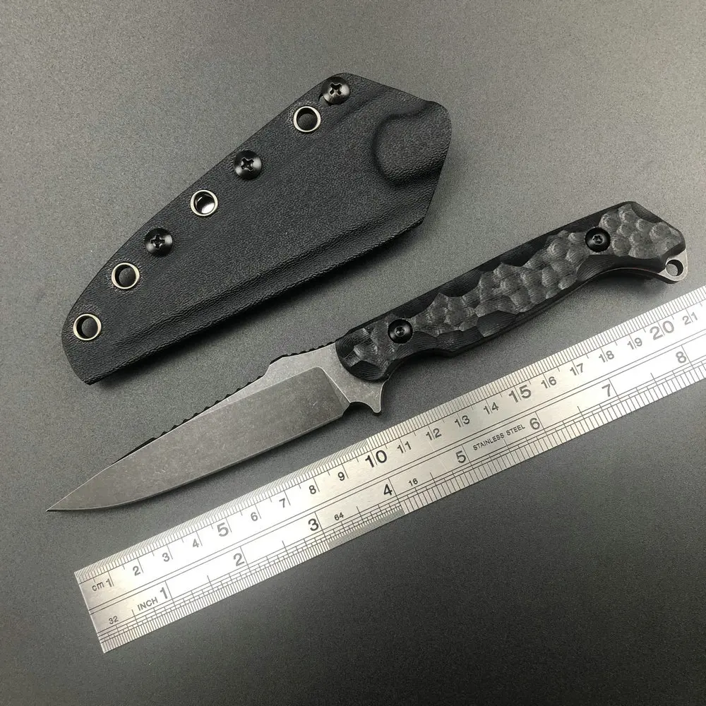 Trskt D2 Psk มีดยุทธวิธี,มีดล่าสัตว์,Survival Cool Camping มีด, edc Defense เครื่องมือสีดํา Stonewash ใบมีด Kydex Dropship