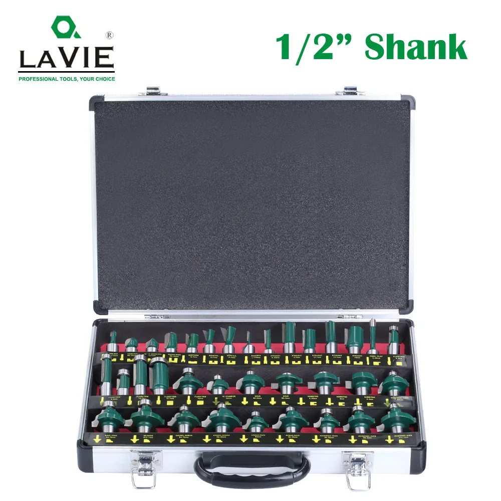 Dark green 1/2 handle 35-piece milling cutter set engraving machine Woodworking milling cutter carbide cutter factory direct sal