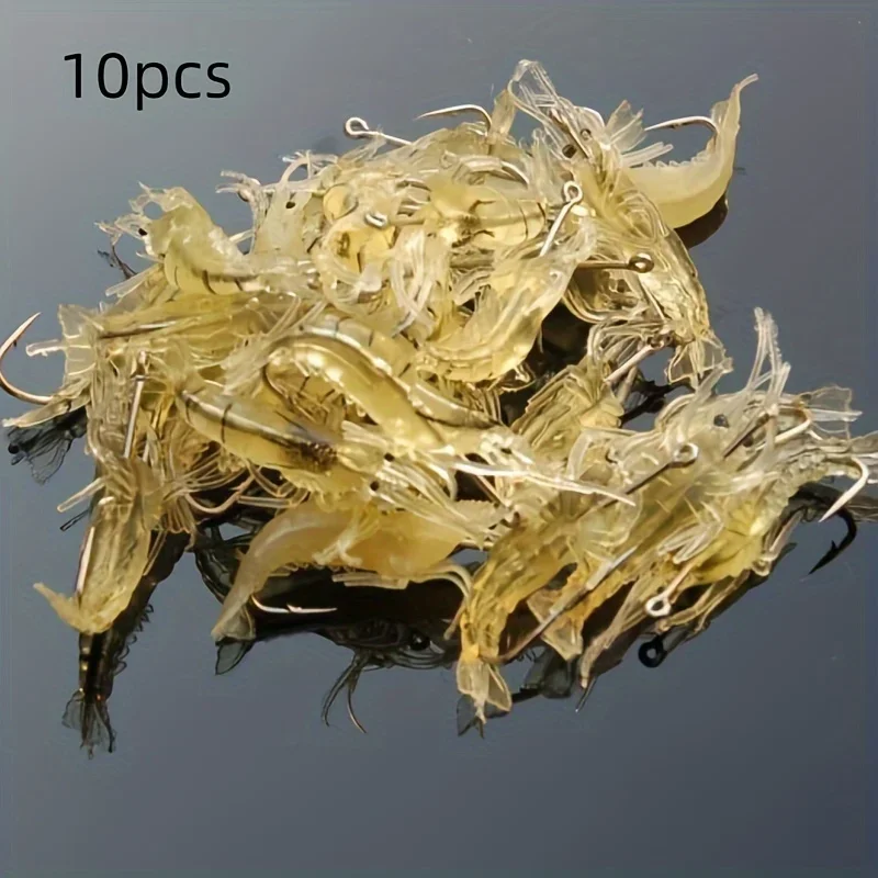 เหยื่อกุ้งเหยื่อตกปลากุ้งนุ่มสําหรับน้ําจืดน้ําเค็มชุดเหยื่อกุ้งเรืองแสงพร้อมลูกปัดตะขอคม