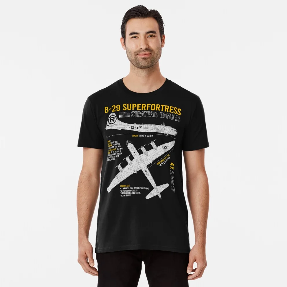 USAF B-29 Superfortress Bomber Blueprint T Shirt. New 100% Cotton Short Sleeve O-Neck Casual T-shirts Size S-3XL